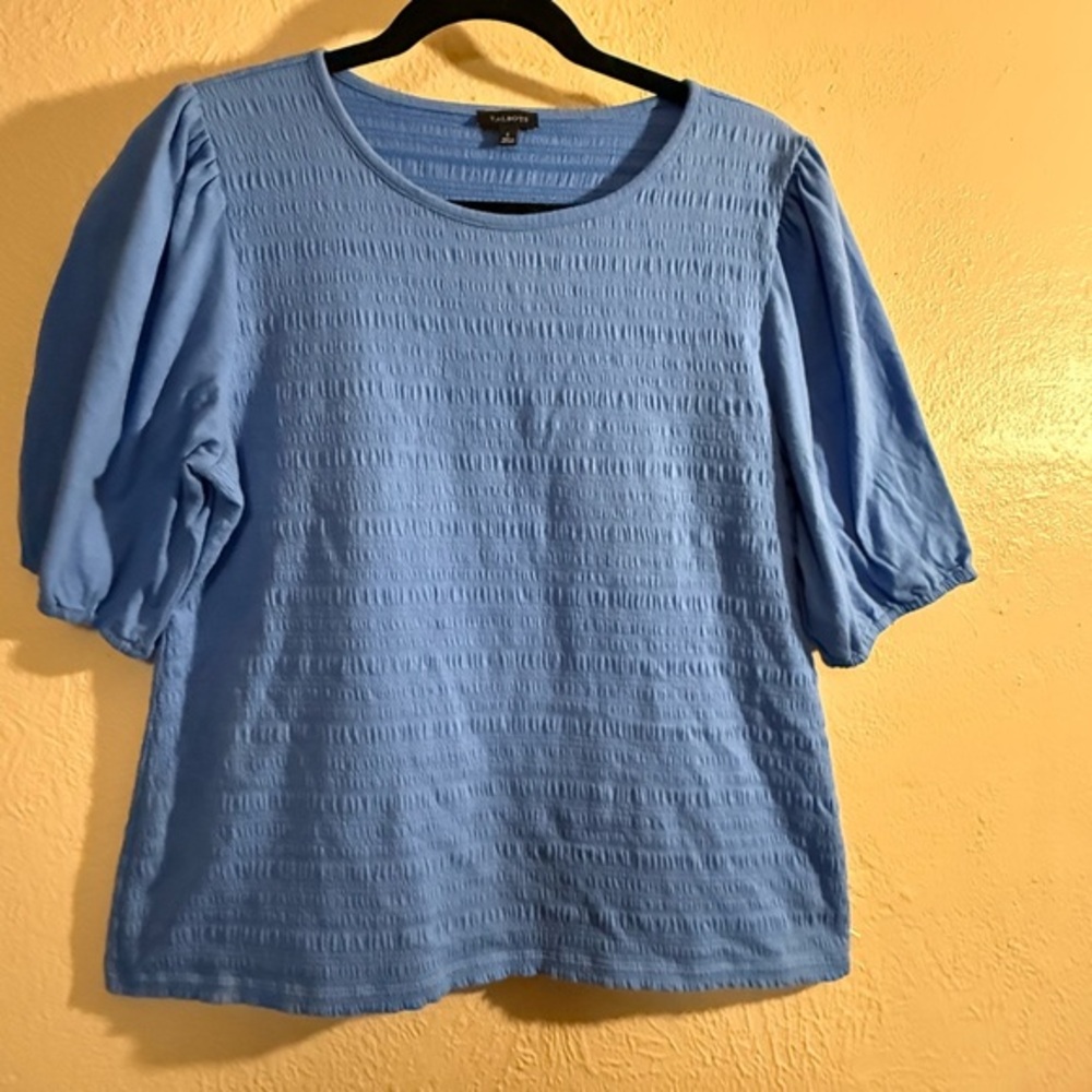Talbots Sky Blue Textured Blouse
